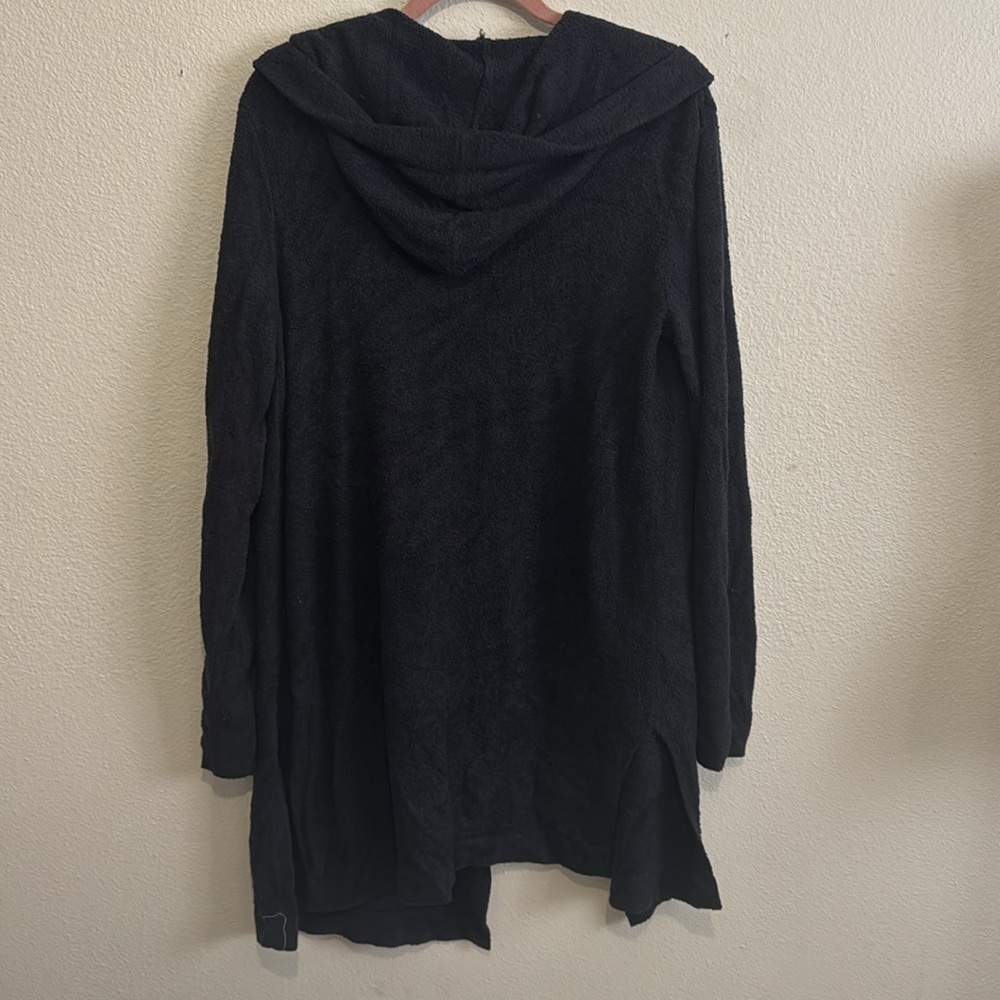 Barefoot Dreams Cozychic Lite Size M Cardigan Hoodie Black Pockets Loungewear - Picture 5 of 5